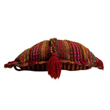 Handmade Knitted Backpack Multicolor Striped With Geometric Pattern Drawstrings