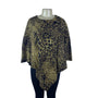 Animal Print Women's Lightweight Poncho With Decorative Button Closure OS