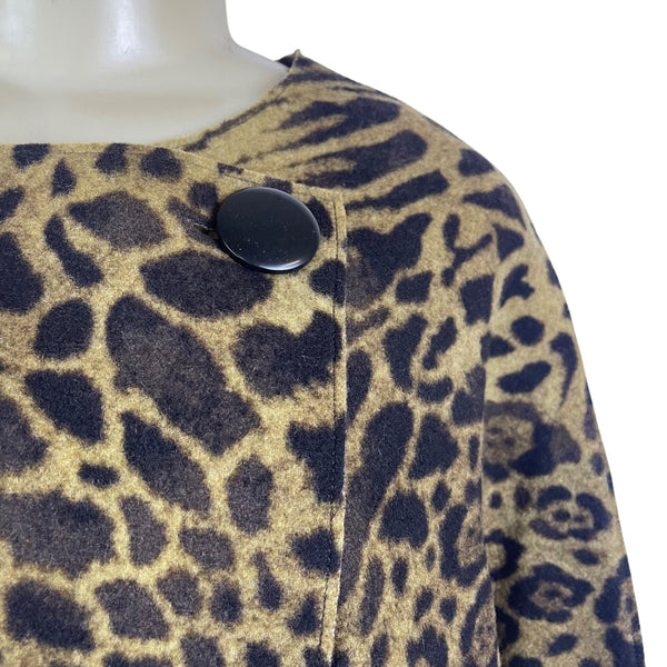 Animal Print Women's Lightweight Poncho With Decorative Button Closure OS
