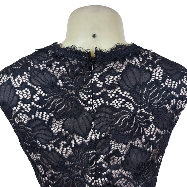 Betsy Adam Lace-Embellished Women's Black Sleeveless Maxi Dress Size 18