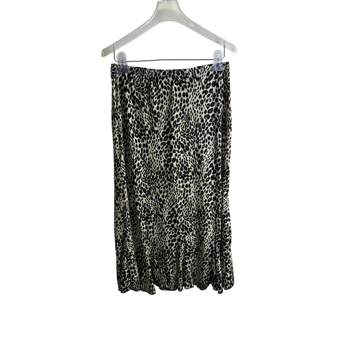 Womens Leopard Print Midi Skirt Elastic Waist Lightweight Flowy Hem