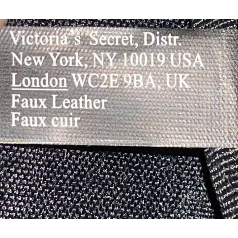 Victorias Secret Women’s Black Faux Leather Multicolor Tassel Accent Tote Bag