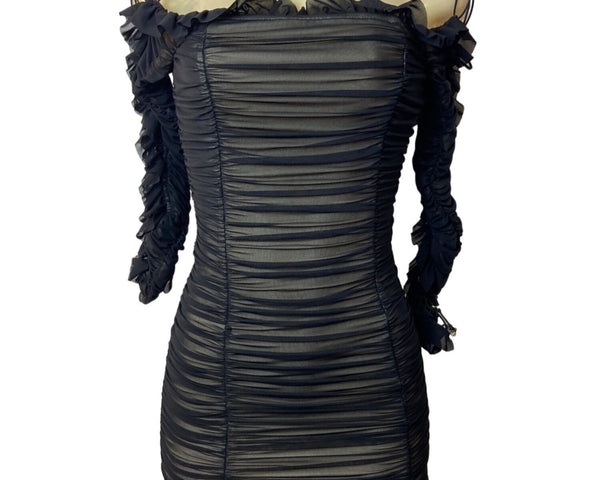 Fashion Nova Women's Black Mesh Bodycon Dress Sz XS - NWT