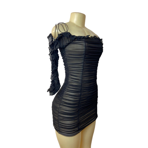 Fashion Nova Women's Black Mesh Bodycon Dress Sz XS - NWT