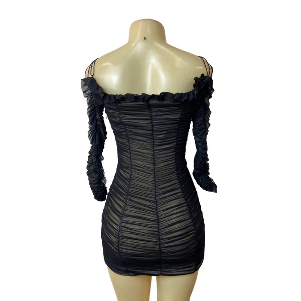 Fashion Nova Women's Black Mesh Bodycon Dress Sz XS - NWT