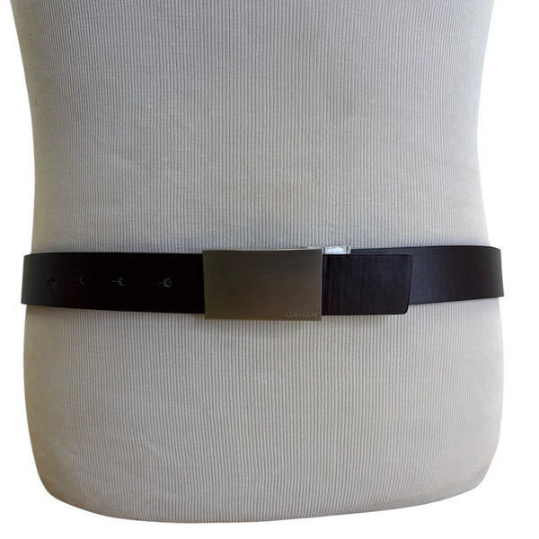 Calvin Klein Mens Reversible Leather Belt With Brushed Silver Buckle Size 41