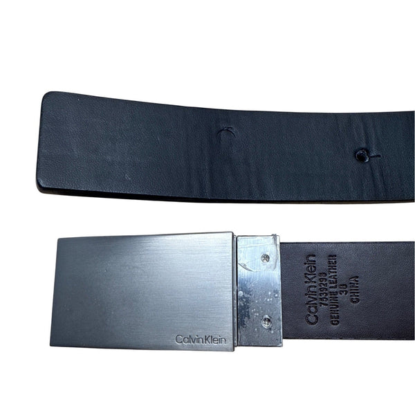 Calvin Klein Mens Reversible Leather Belt With Brushed Silver Buckle Size 41