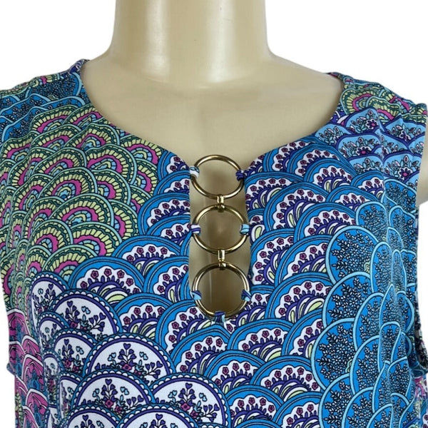 MSK Womens Sleeveless Printed Slip on Dress Size L- New