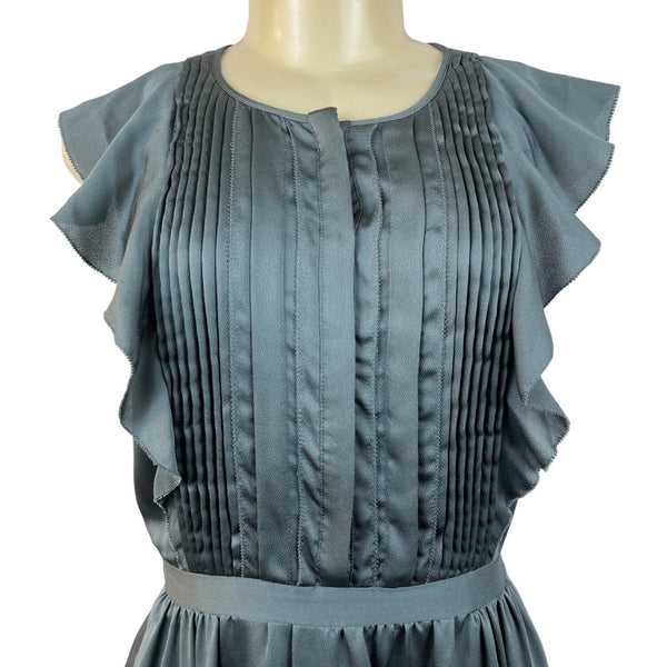 Banana Republic Women's Green Pintuck Short Sleeve Dress Sz 4 (EUR 34)