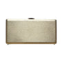 Vintage Volupté Gold Hard Shell Rhinestone Clasp Clutch Purse Sz S