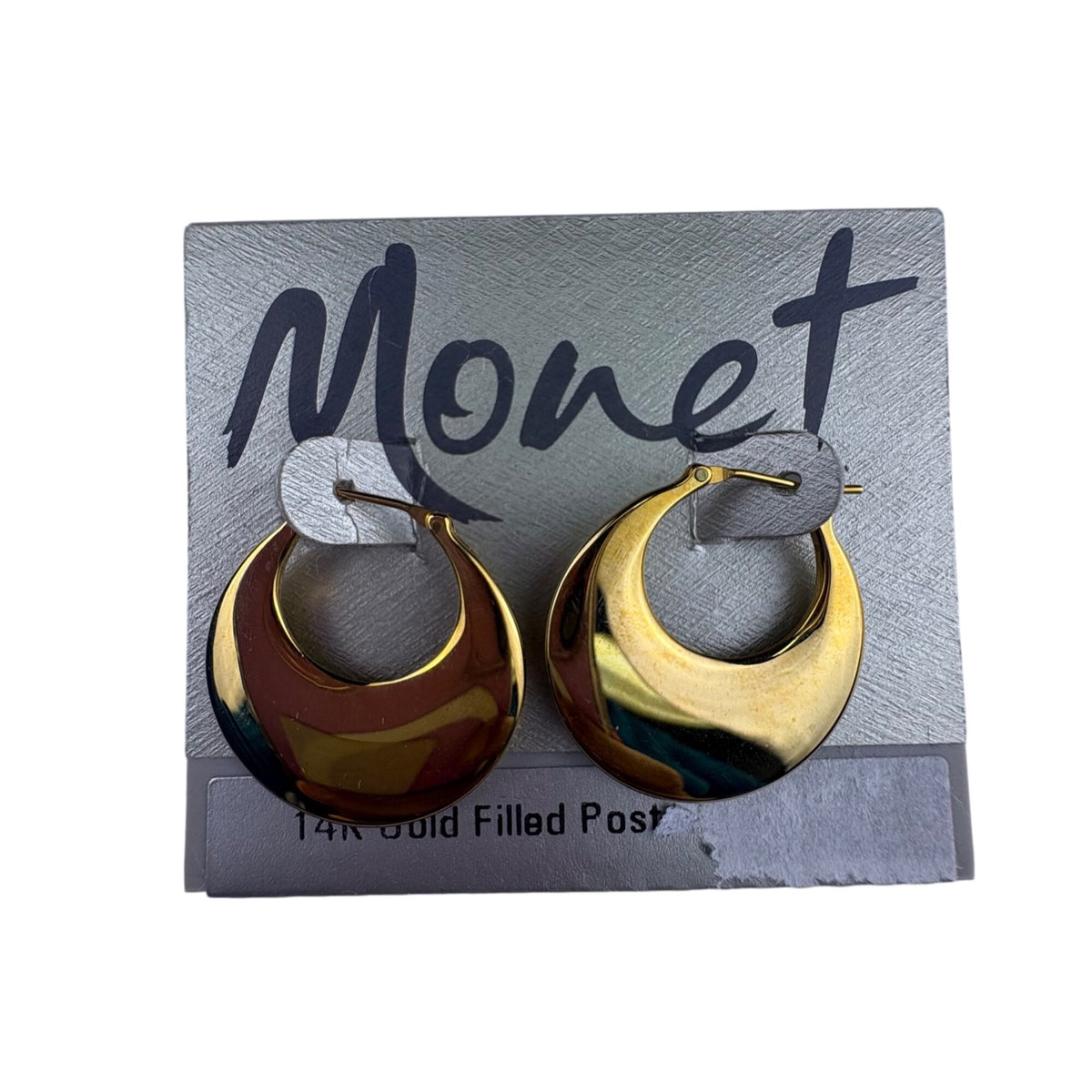 Monet Gold Tone 14K Gold Filled Hoop Earrings Pierced Vintage Jewelry