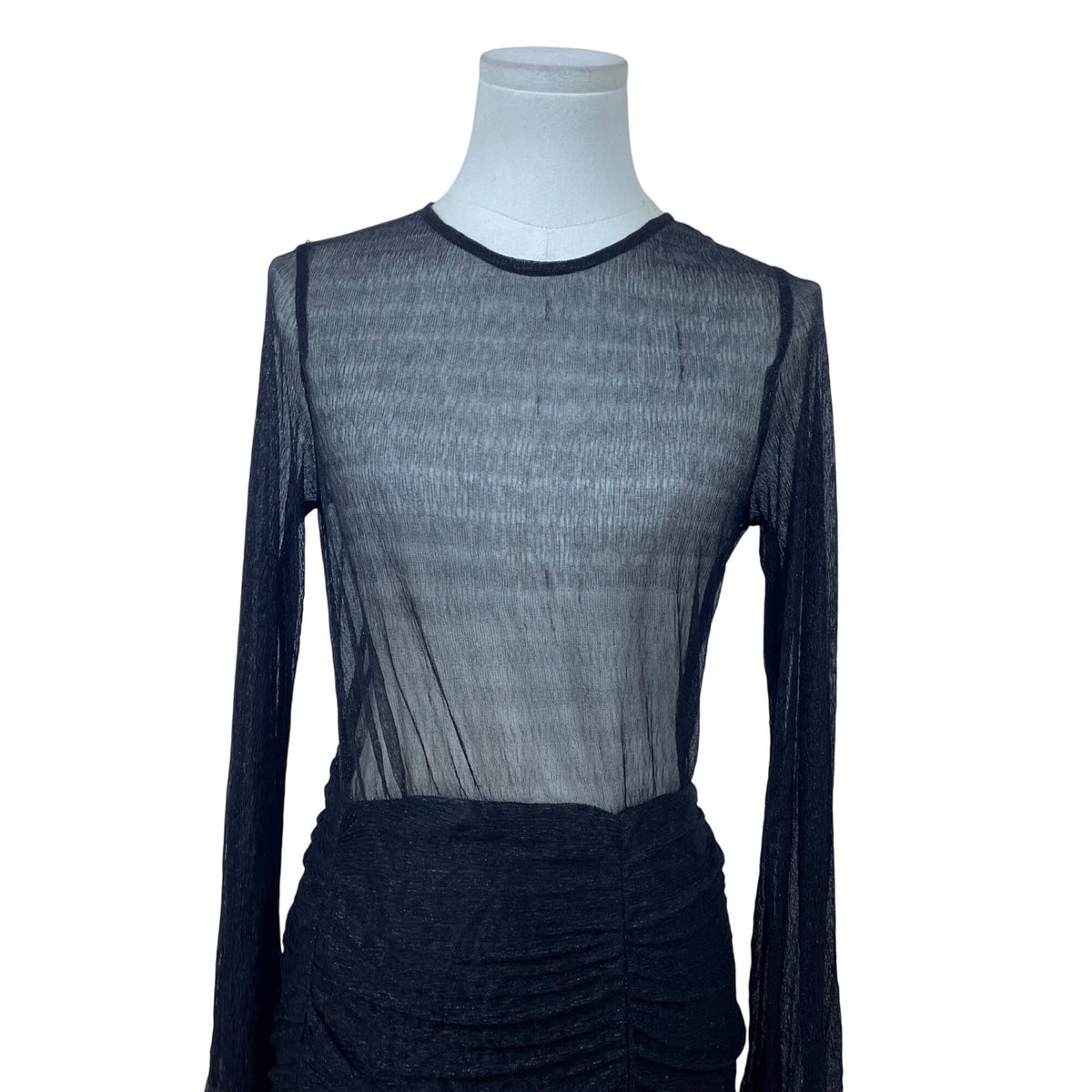 Fashion Nova Women’s Black Ruched Long Sleeve Mini Dress Open Back Sz S - New