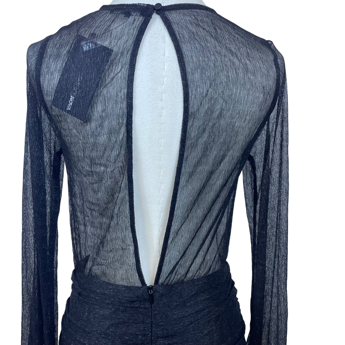 Fashion Nova Women’s Black Ruched Long Sleeve Mini Dress Open Back Sz S - New