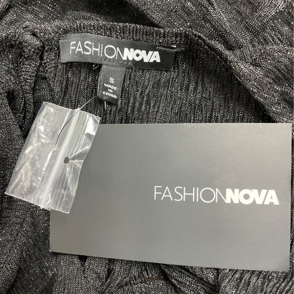 Fashion Nova Women’s Black Ruched Long Sleeve Mini Dress Open Back Sz S - New