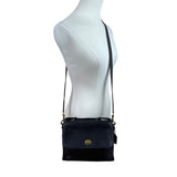 Vintage Coach Black Leather Turn Lock Adjustable Strap Crossbody Bag Sz M