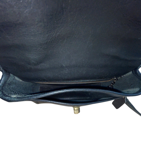Vintage Coach Black Leather Turn Lock Adjustable Strap Crossbody Bag Sz M