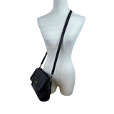 Vintage Coach Black Leather Turn Lock Adjustable Strap Crossbody Bag Sz M