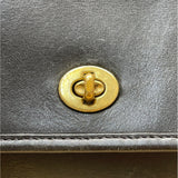 Vintage Coach Black Leather Turn Lock Adjustable Strap Crossbody Bag Sz M