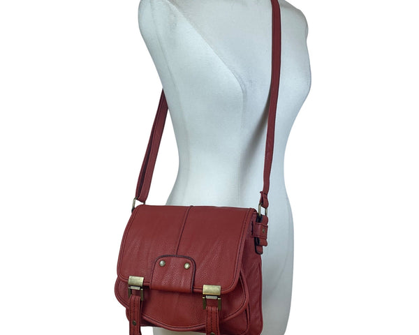 Jessica Simpson Women’s Orange Faux Leather Adjustable Strap Crossbody Bag Sz M
