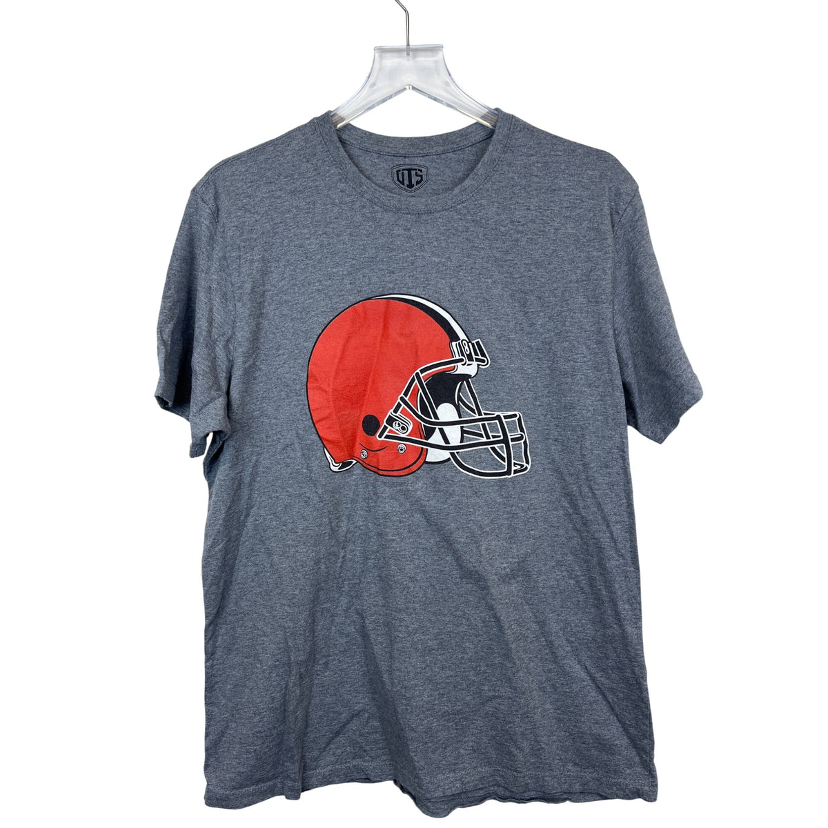 VTS Mens Gray Cotton Short-Sleeve Cleveland Football Helmet Graphic T-Shirt Large