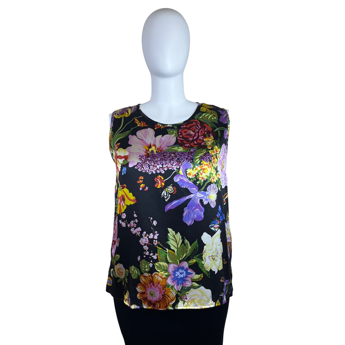 Caroline Rose Floral Sleeveless Women’s Blouse Vibrant Multicolor Size 2X
