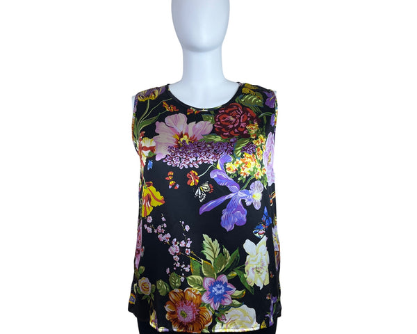 Caroline Rose Floral Sleeveless Women’s Blouse Vibrant Multicolor Size 2X