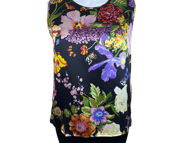 Caroline Rose Floral Sleeveless Women’s Blouse Vibrant Multicolor Size 2X