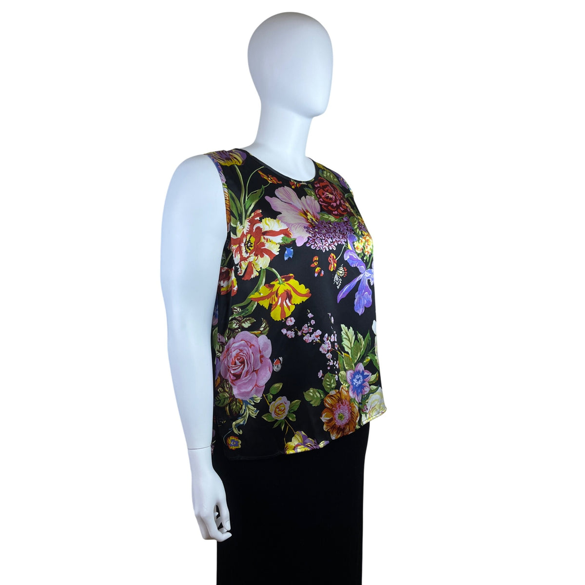 Caroline Rose Floral Sleeveless Women’s Blouse Vibrant Multicolor Size 2X