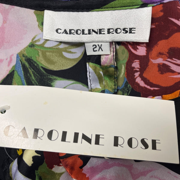 Caroline Rose Floral Sleeveless Women’s Blouse Vibrant Multicolor Size 2X