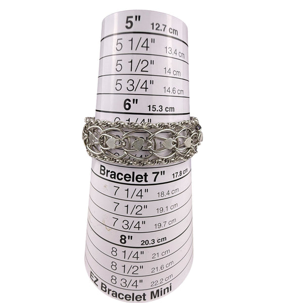 Vintage Sterling Silver Heart Motif Chain Bracelet Intricate Clasp Oval Design