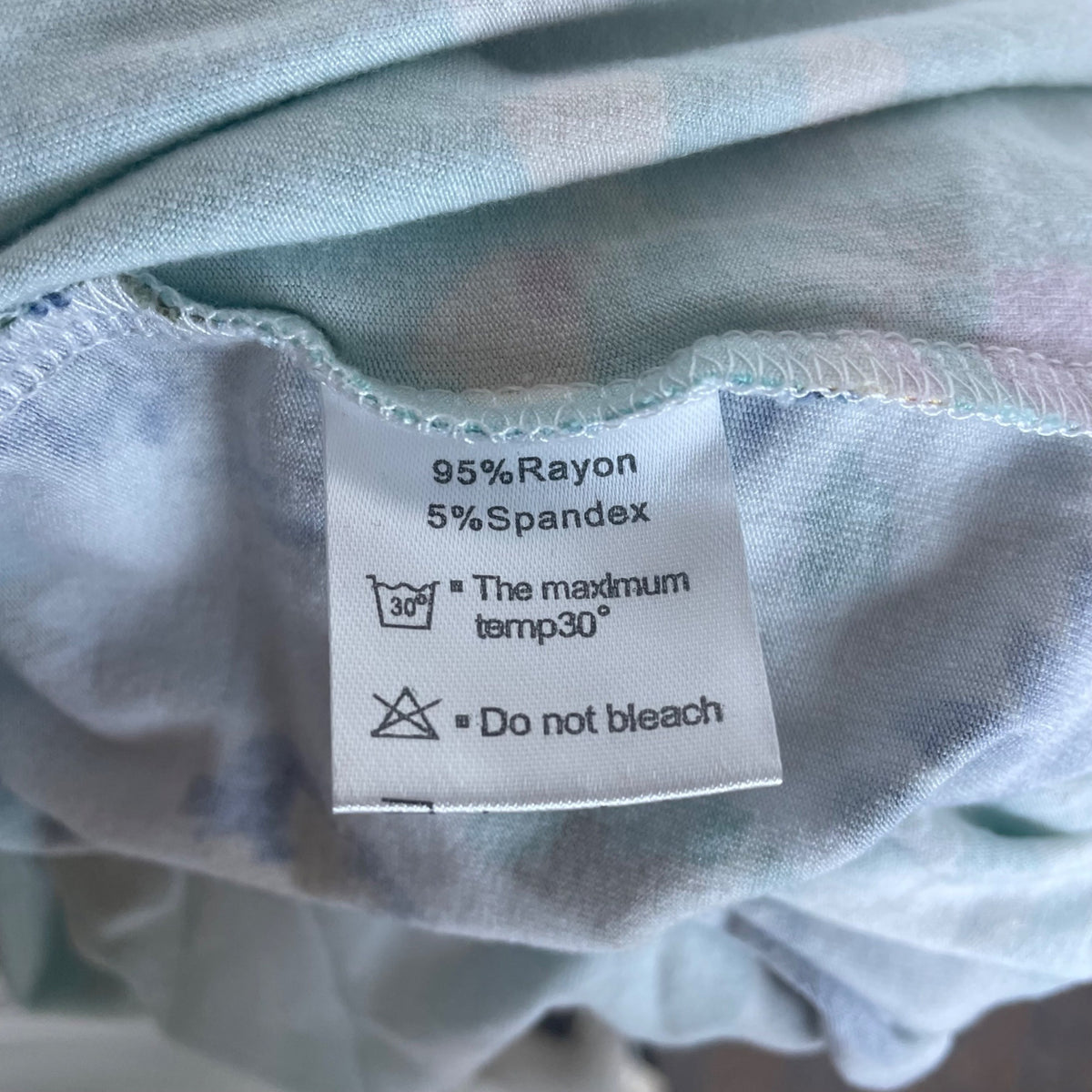 Longyuan Womens Floral Short Sleeve Dress Green Blue Size M - New