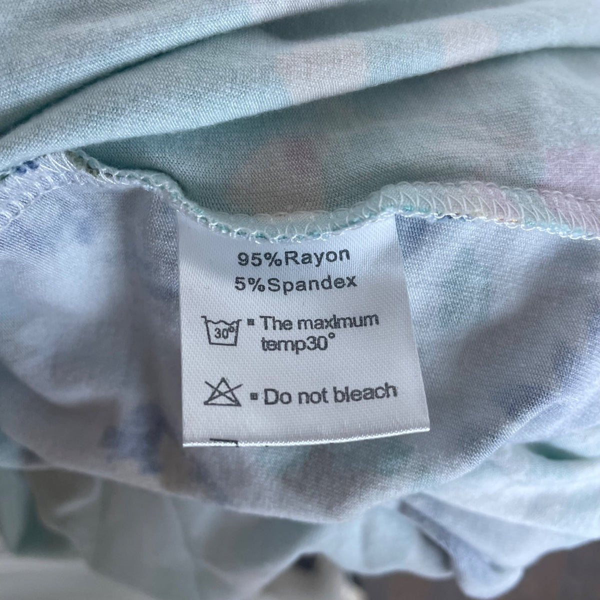 Longyuan Womens Floral Short Sleeve Dress Green Blue Size M - New