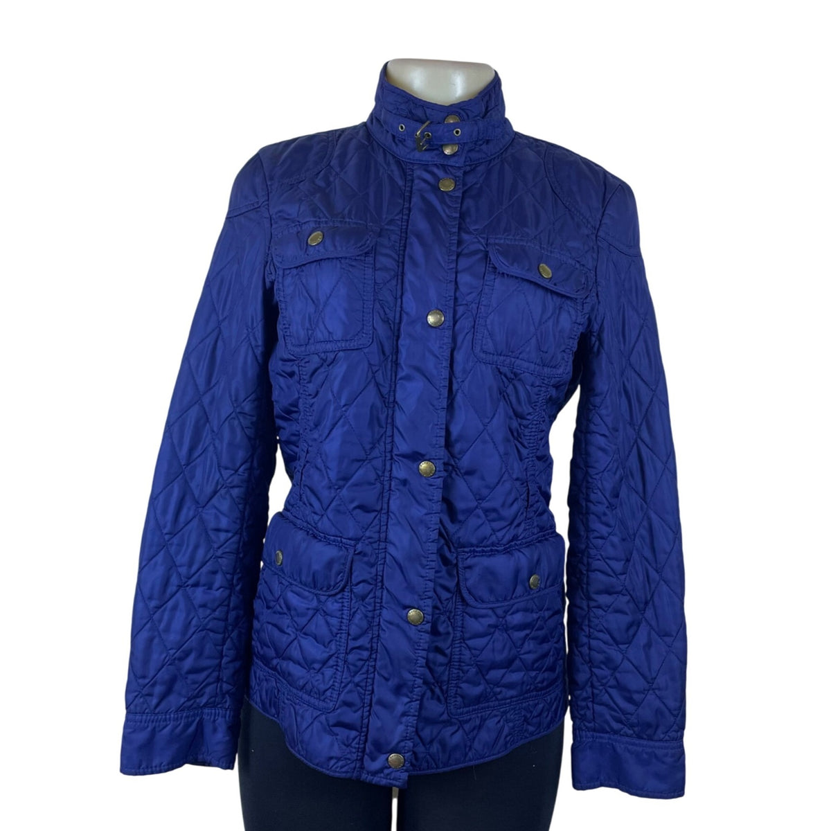 Banana Republic Quilted Women's Blue Snap Front High Neck Jacket Size S