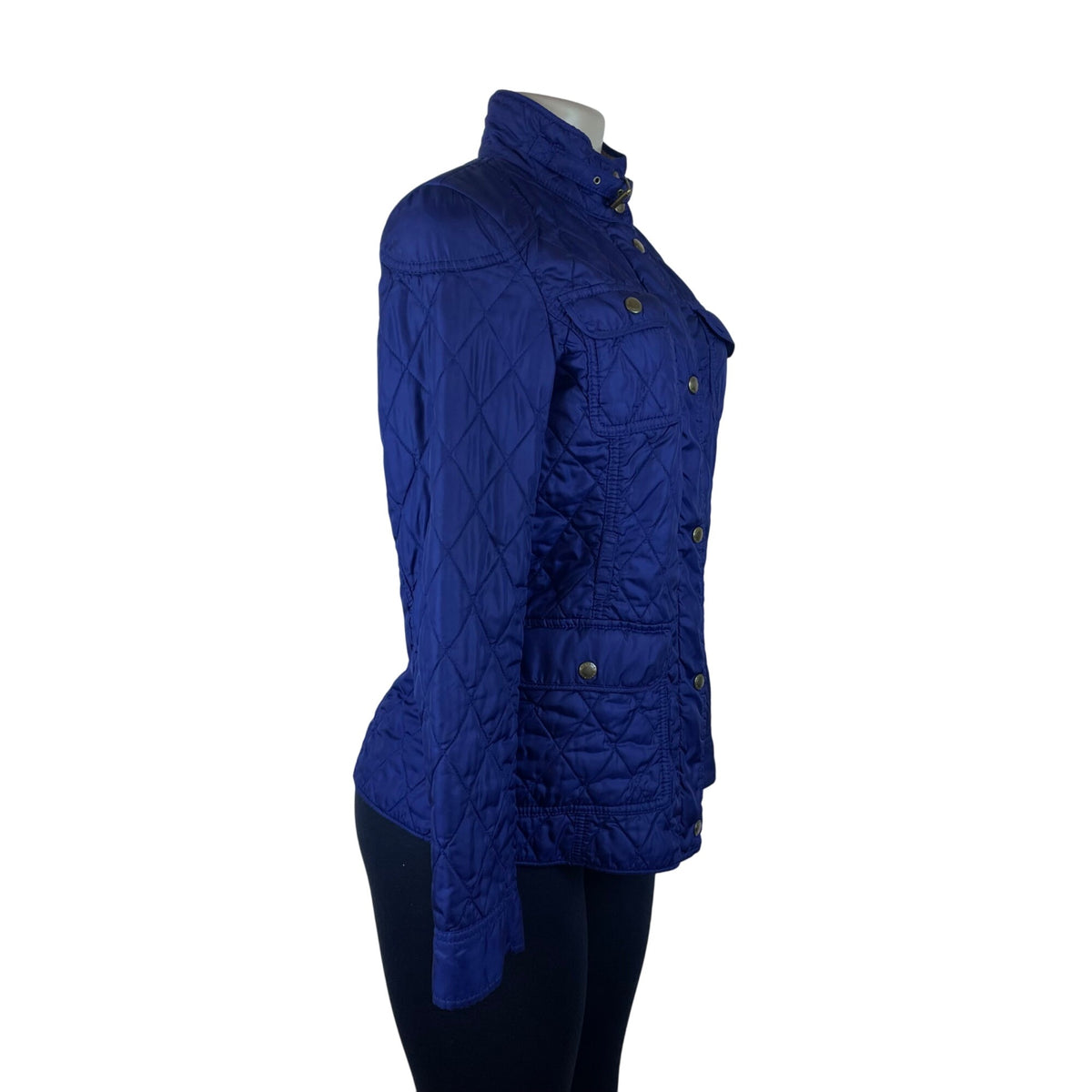 Banana Republic Quilted Women's Blue Snap Front High Neck Jacket Size S
