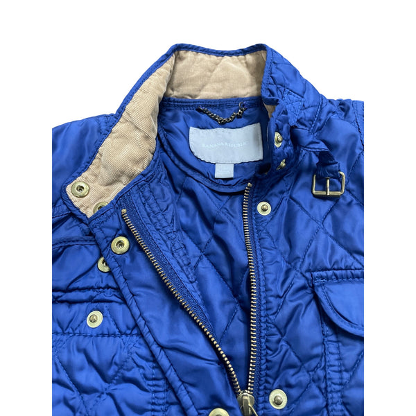 Banana Republic Quilted Women's Blue Snap Front High Neck Jacket Size S