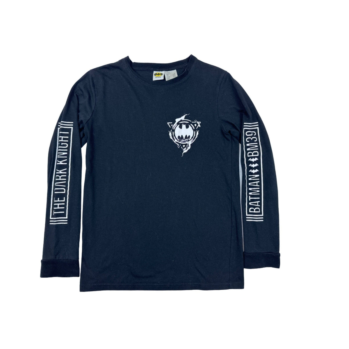 Batman Black Long Sleeve T-Shirt Youth Size With White Graphics New