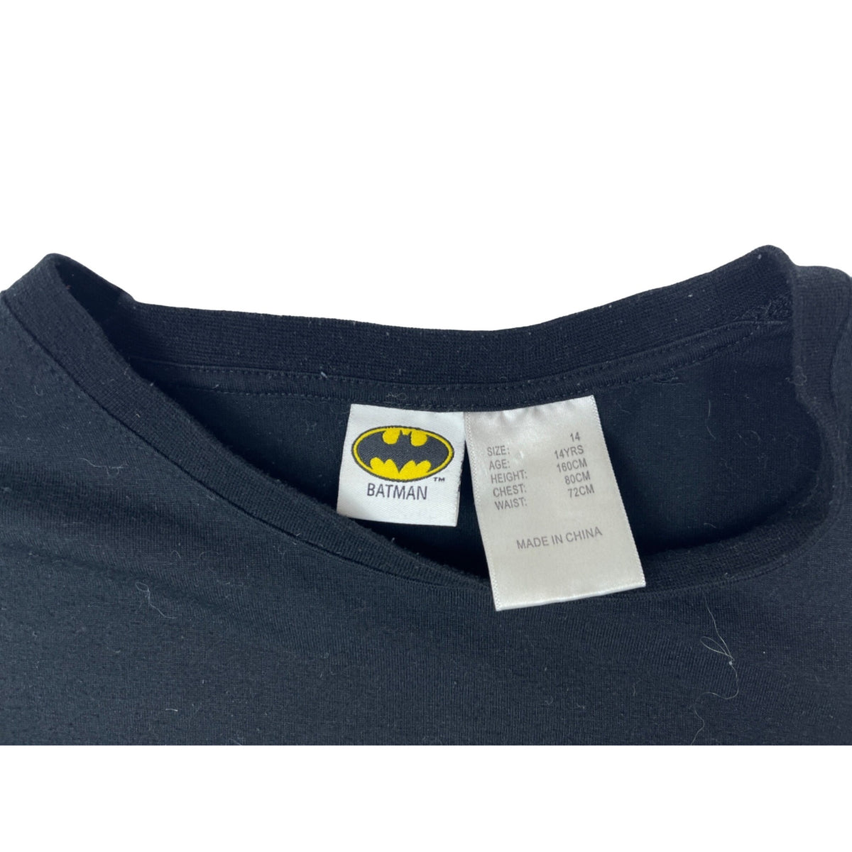 Batman Black Long Sleeve T-Shirt Youth Size With White Graphics New