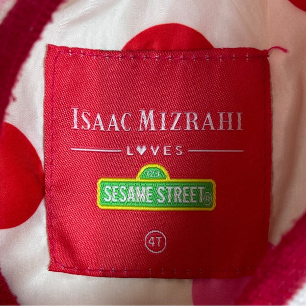 Isaac Mizrahi Girls Fur Jacket With Striped Trim White & Pink Size 4T