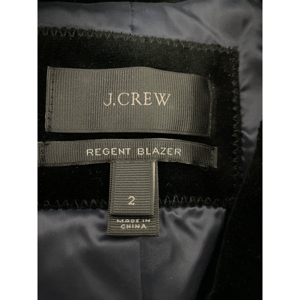 J.Crew Womens Black Velvet Regent Blazer Size 2 Timeless Design Stylish Single-Button
