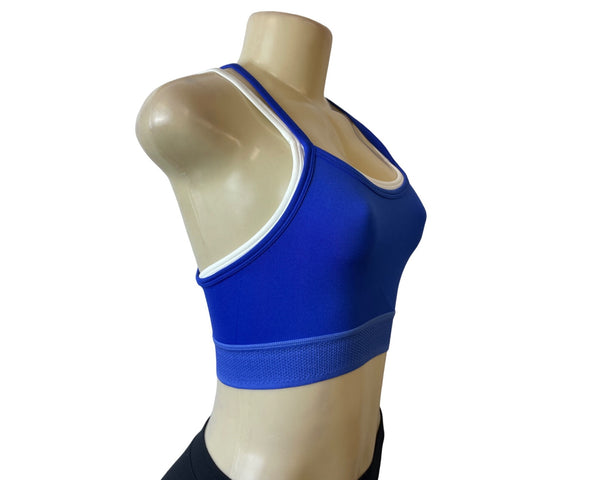 Fabletics Women's Blue and White Stretchable Sport Bra Sz S - NWT