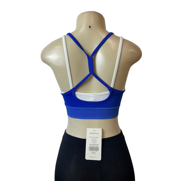 Fabletics Women's Blue and White Stretchable Sport Bra Sz S - NWT