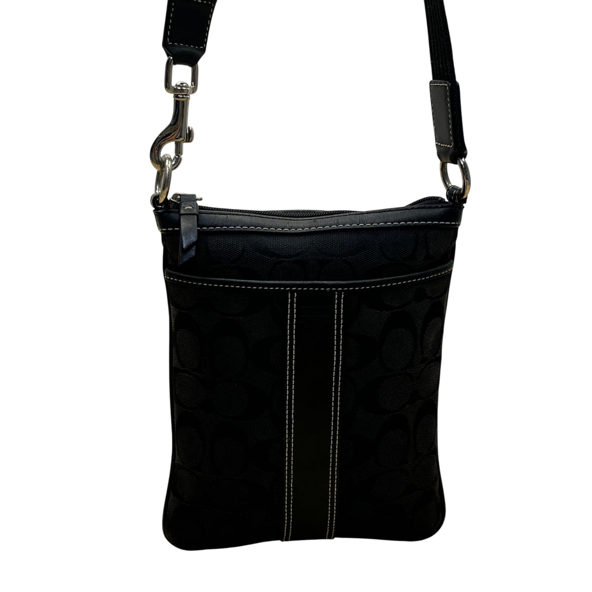 Coach Women’s Black Nylon With Leather Details Adjustable Strap Crossbody Bag