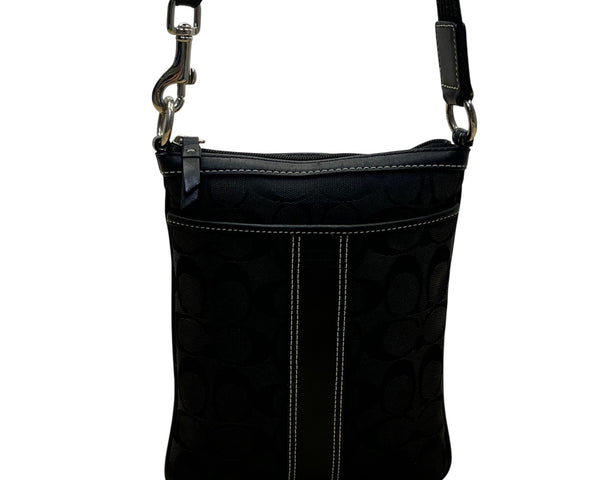 Coach Women’s Black Nylon With Leather Details Adjustable Strap Crossbody Bag