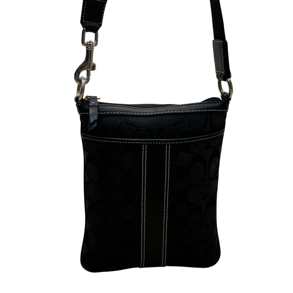 Coach Women’s Black Nylon With Leather Details Adjustable Strap Crossbody Bag