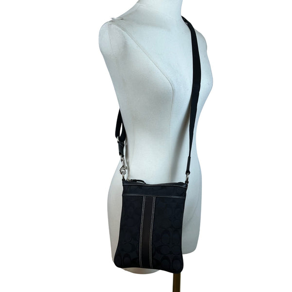 Coach Women’s Black Nylon With Leather Details Adjustable Strap Crossbody Bag