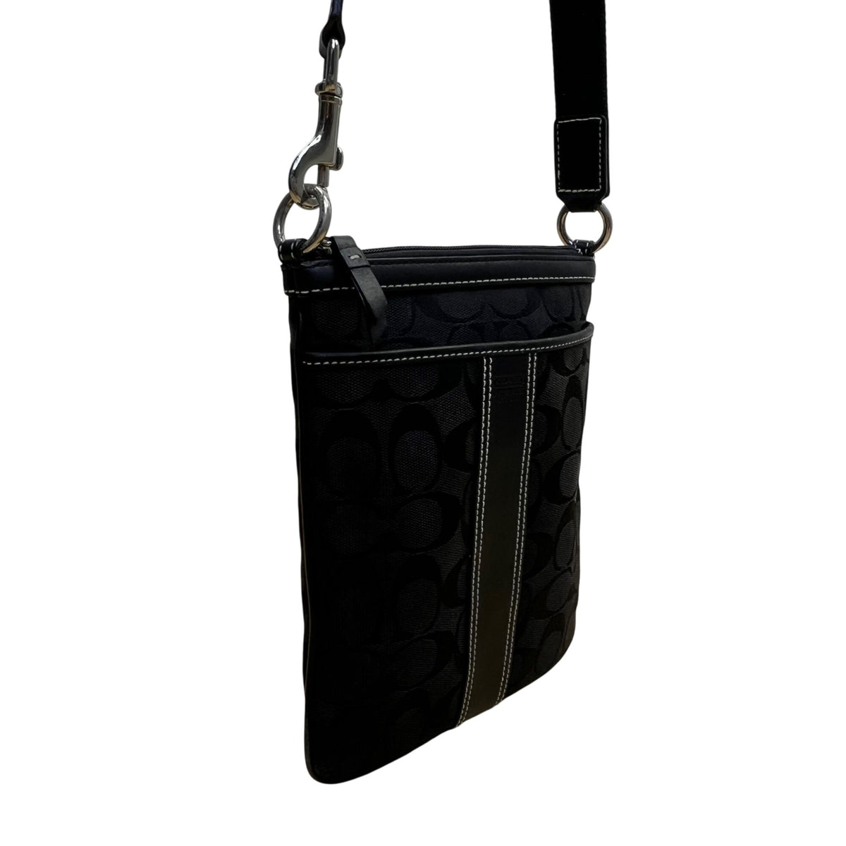 Coach Women’s Black Nylon With Leather Details Adjustable Strap Crossbody Bag
