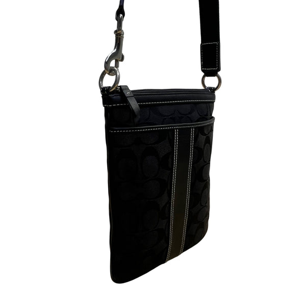 Coach Women’s Black Nylon With Leather Details Adjustable Strap Crossbody Bag