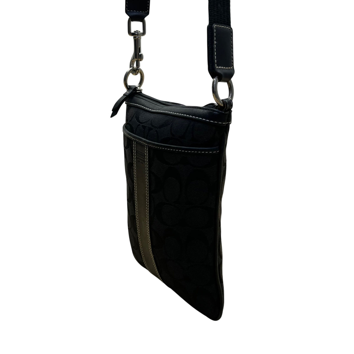 Coach Women’s Black Nylon With Leather Details Adjustable Strap Crossbody Bag