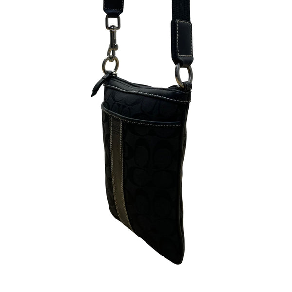 Coach Women’s Black Nylon With Leather Details Adjustable Strap Crossbody Bag