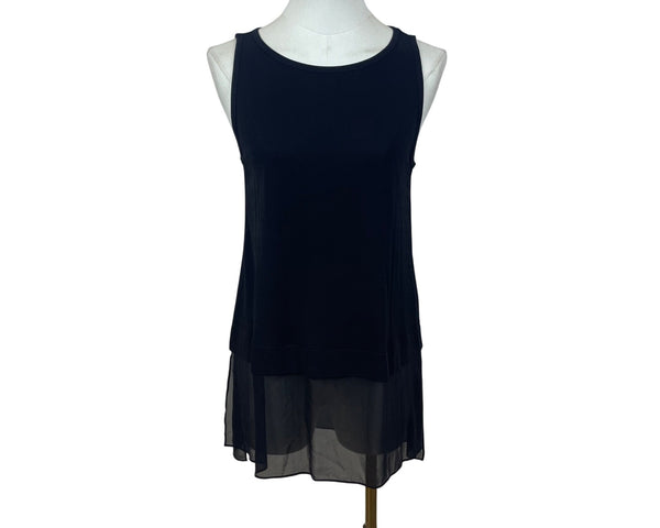 Eileen Fisher Women's Black Silk Tank Top Sheer Hem Layering Petite PP